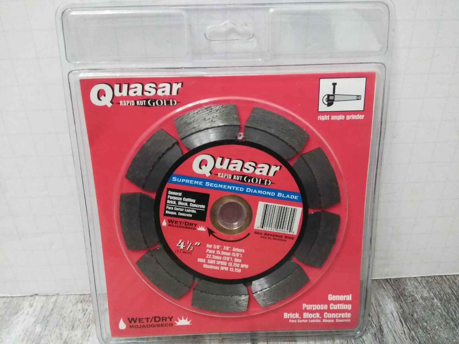 Quasar Rapid Kut Gold 4-1/2 in. Supreme Segmented Diamond Blade Quasar Rapid Kut Gold 4-1/2 in. Supreme Segmented Diamond Blade