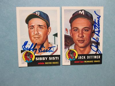 SIBBY  SISTI(D-06)/JACK  DITTMER (D-14)Milwaukee Braves  Archives  Signed  Cards