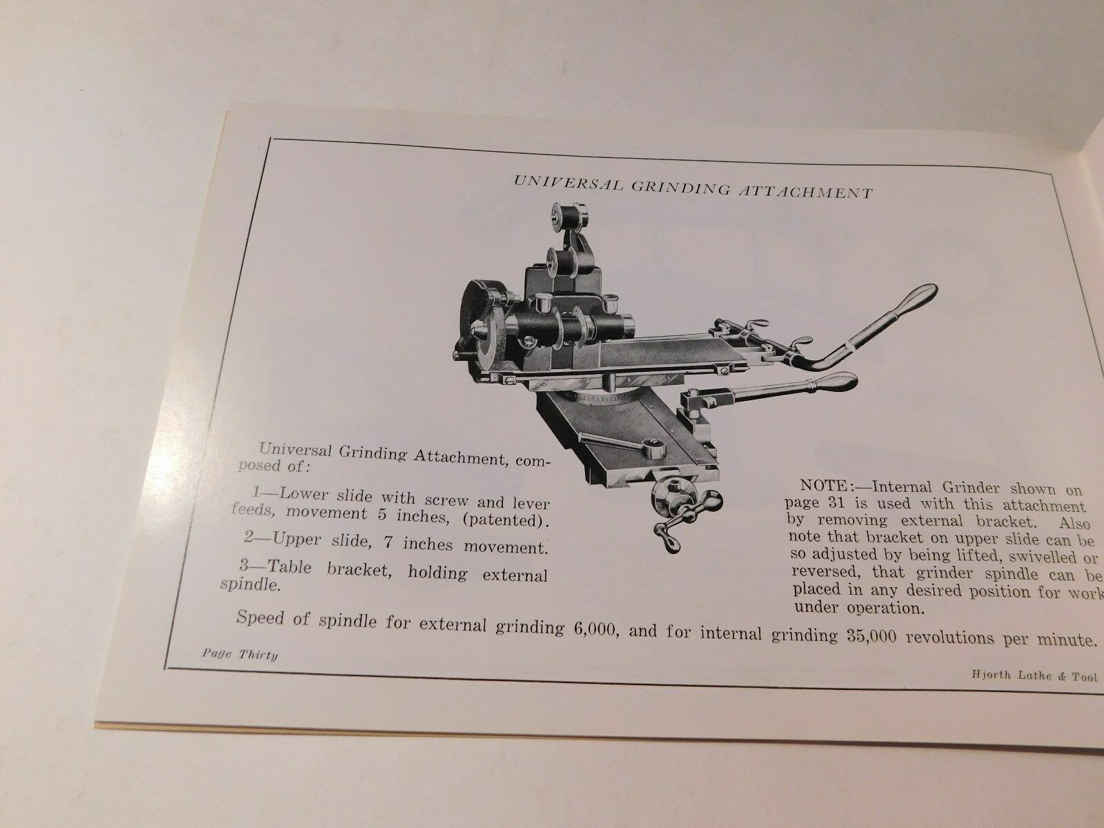 Hjorth Bench Lathe & Attachments Catalog #12 Reprint of Original