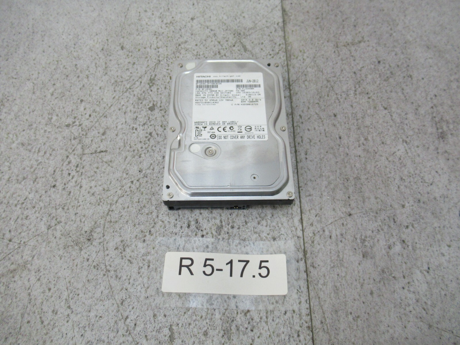 Hitachi HDS721050CLA362 Industry Hard Drive 500GB Hitachi Hitachi HDS721050CLA362 Industry Hard Drive 500GB Hitachi