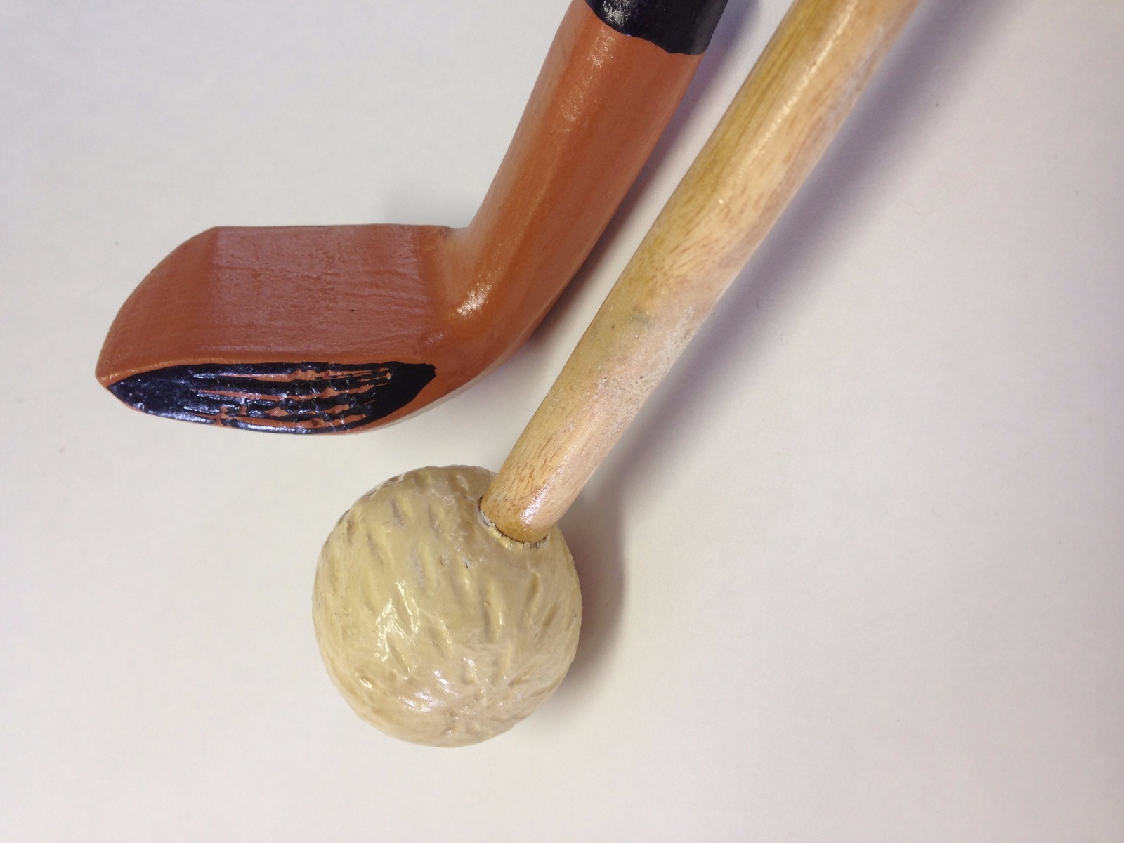 Golf Salad Fork Spoon Driver Club Ball Wood Wooden Preowned