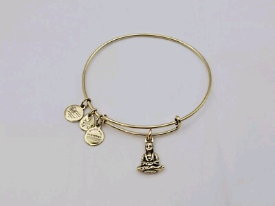  ALEX & ANI Shiny Gold '' Sitting Buddha ''  Charm Bangle  Bracelet  