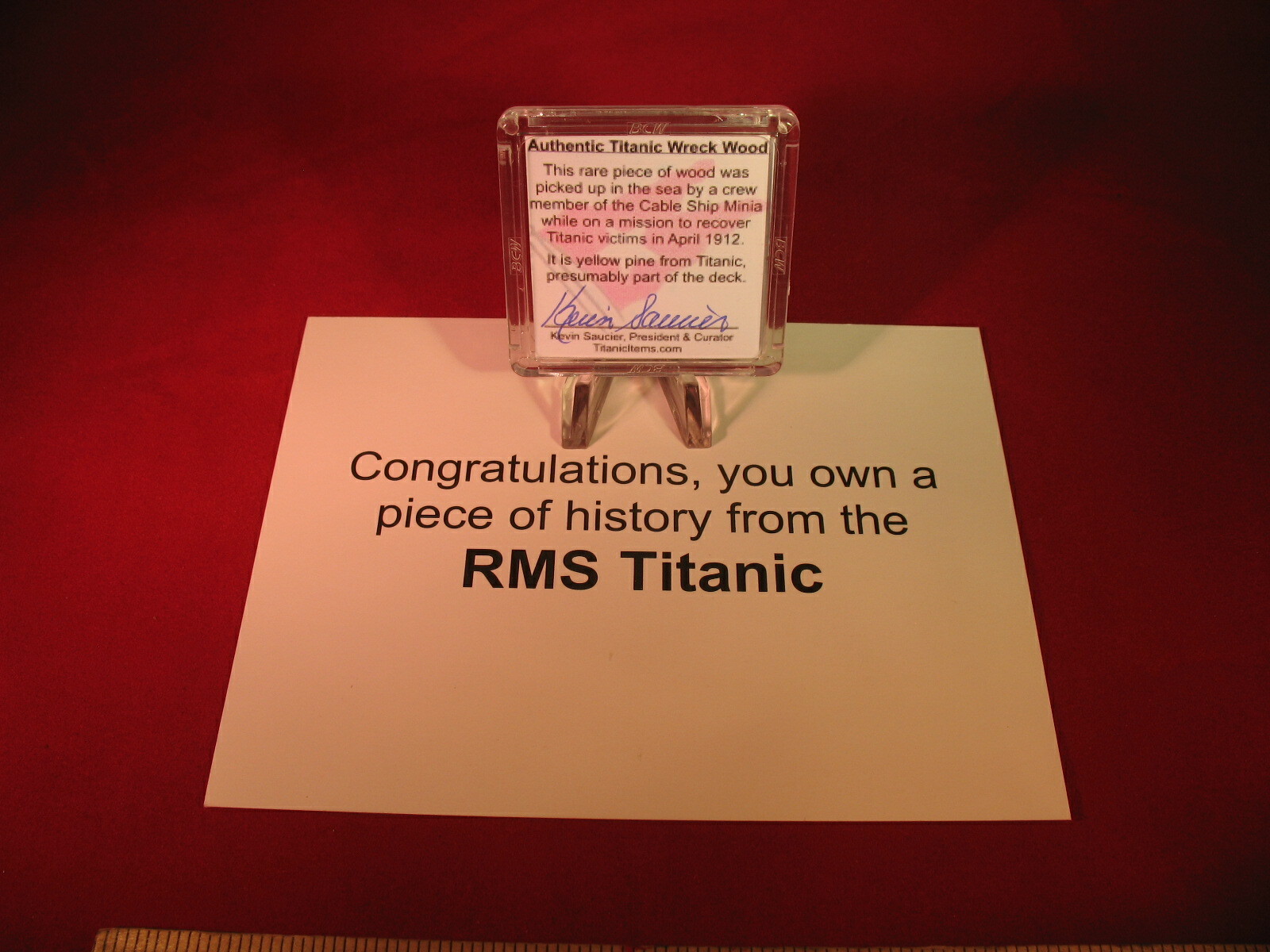 RMS Titanic Recovered Wreck Wood w/ COA & stand - White Star Line Artifact Relic