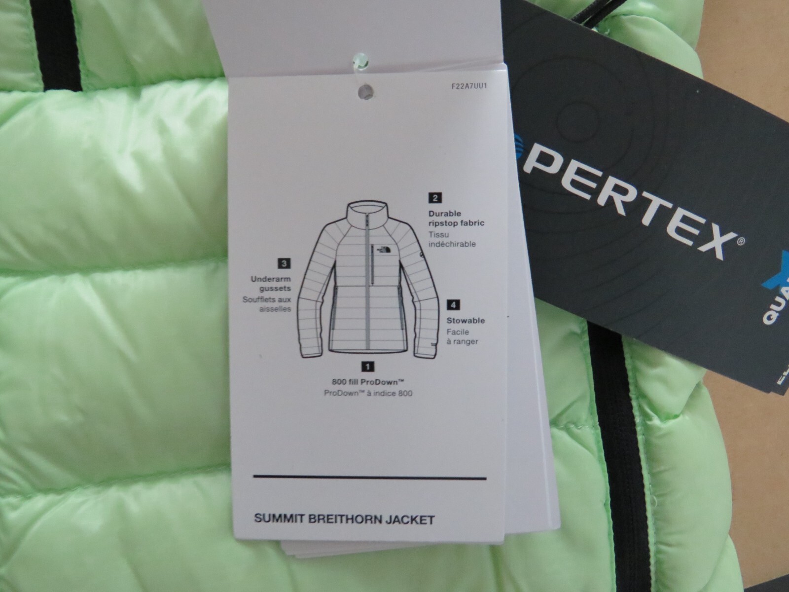 Pre-owned The North Face Womens  Summit Breithorn 800-down Full Zip Insulated Jacket Green In Patina Green