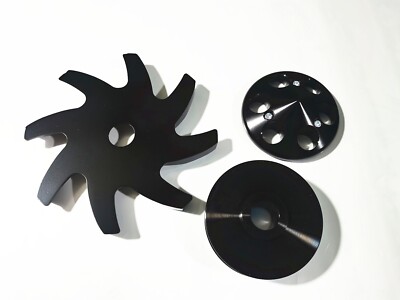 SBC BLACK Billet Aluminum Alternator Fan and Pulley Small Block Chevy 350