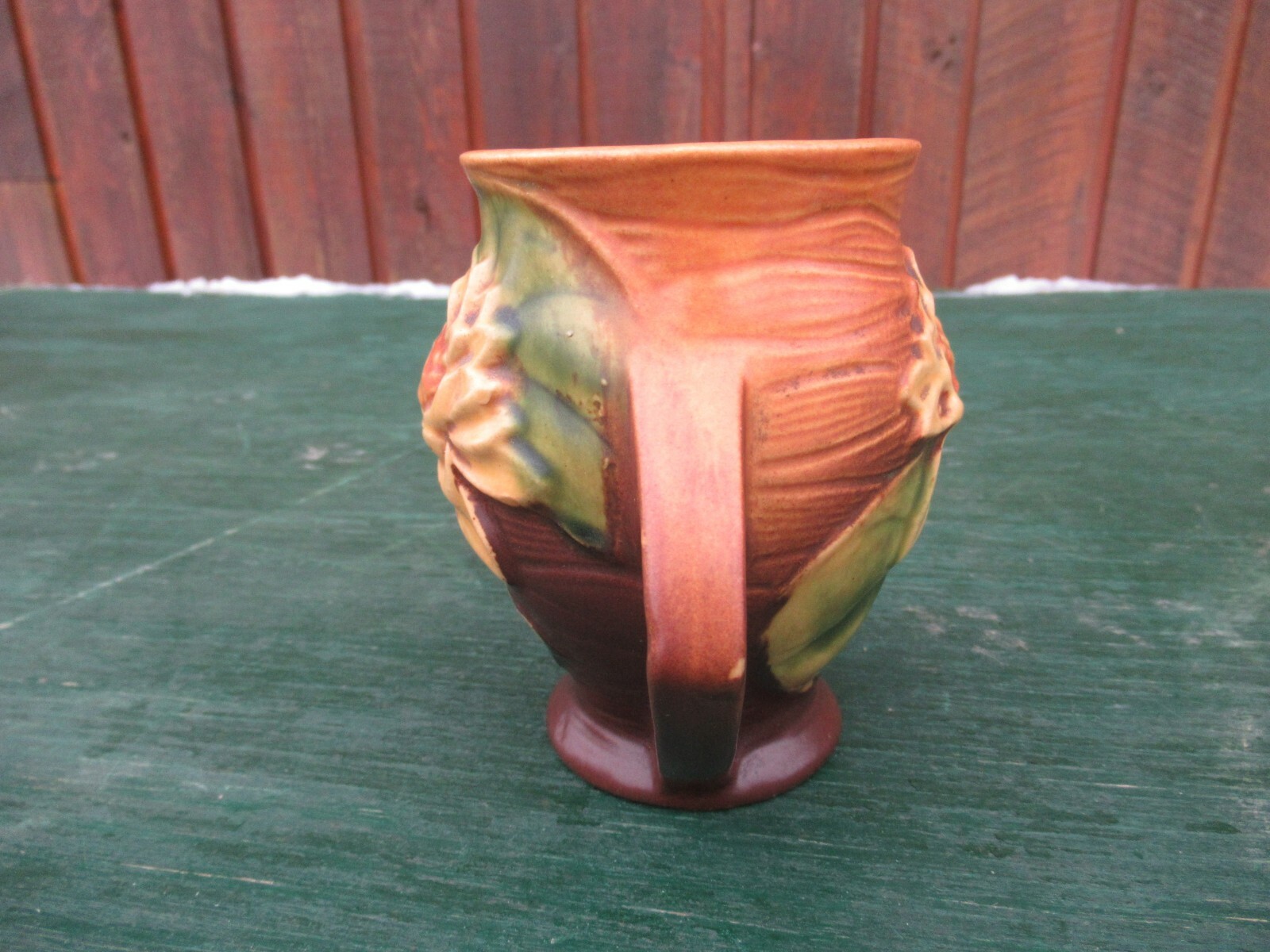 Vintage Roseville Pottery Orange WATER LILY Vase 71-4