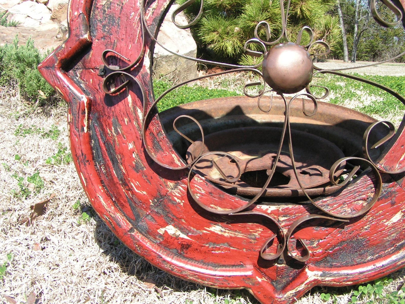 Wooden House Pediment, Architectural Iron-Wood Medallion