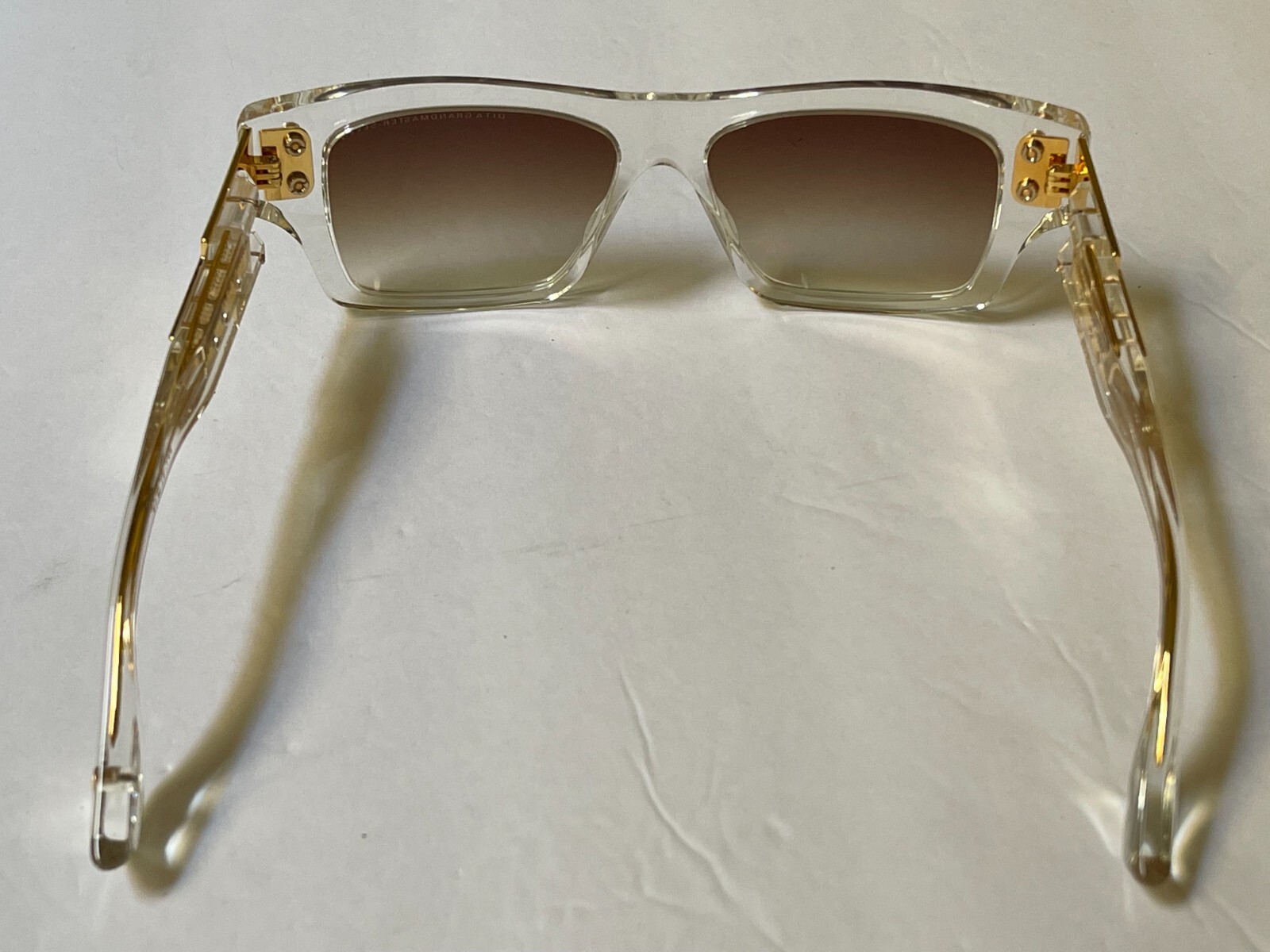 Pre-owned Dita Grandmaster-7 Dts407-a-02 Clear/gold Frame Brown Lens Sunglasses 57-16-145