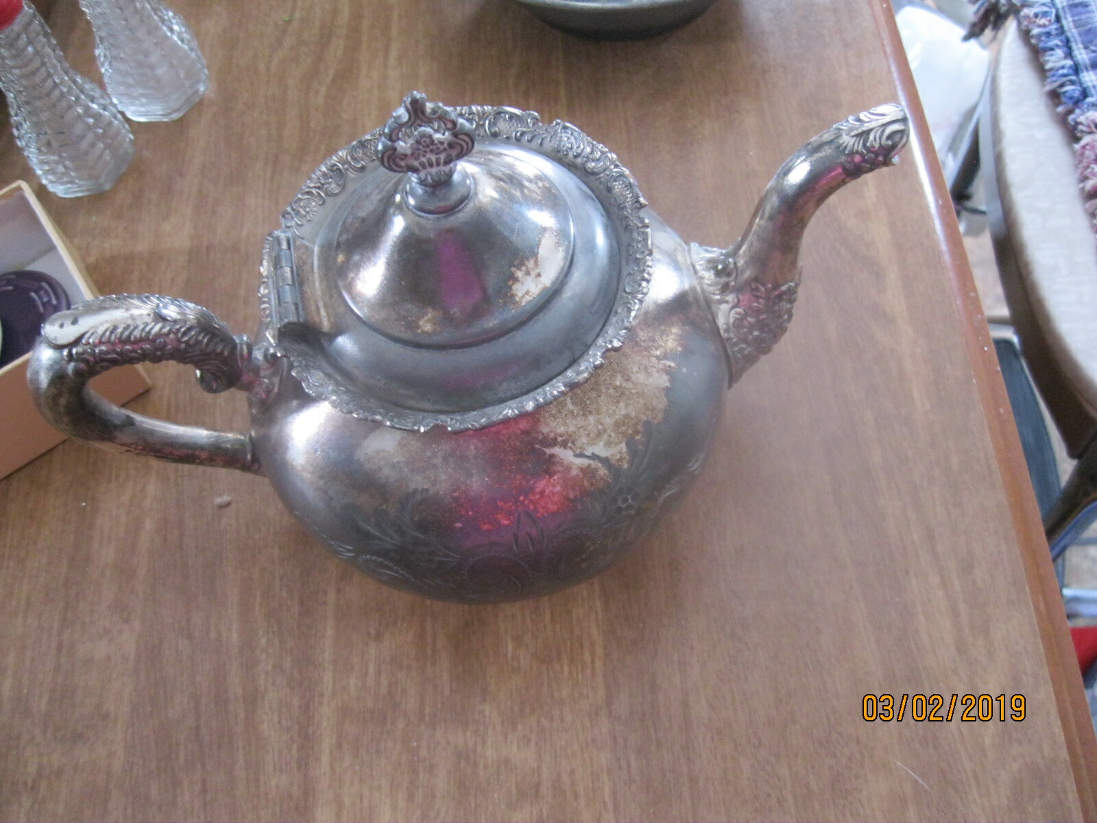 ANTIQUE VAN BERGH  SILVER PLATE CO.-ROCHESTER, NY QUADRUPLE PLATE TEAPOT