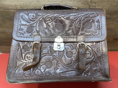 C.C.D. 16 Inch Vintage Leather Briefcase Messenger Bag for Laptop Storage Old