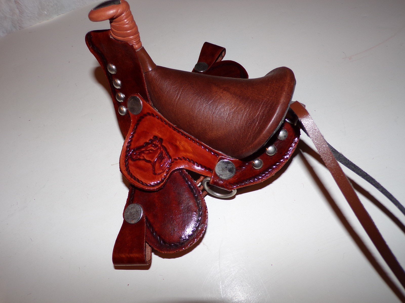 Colombian Leather Horse Saddle Miniature approx 6