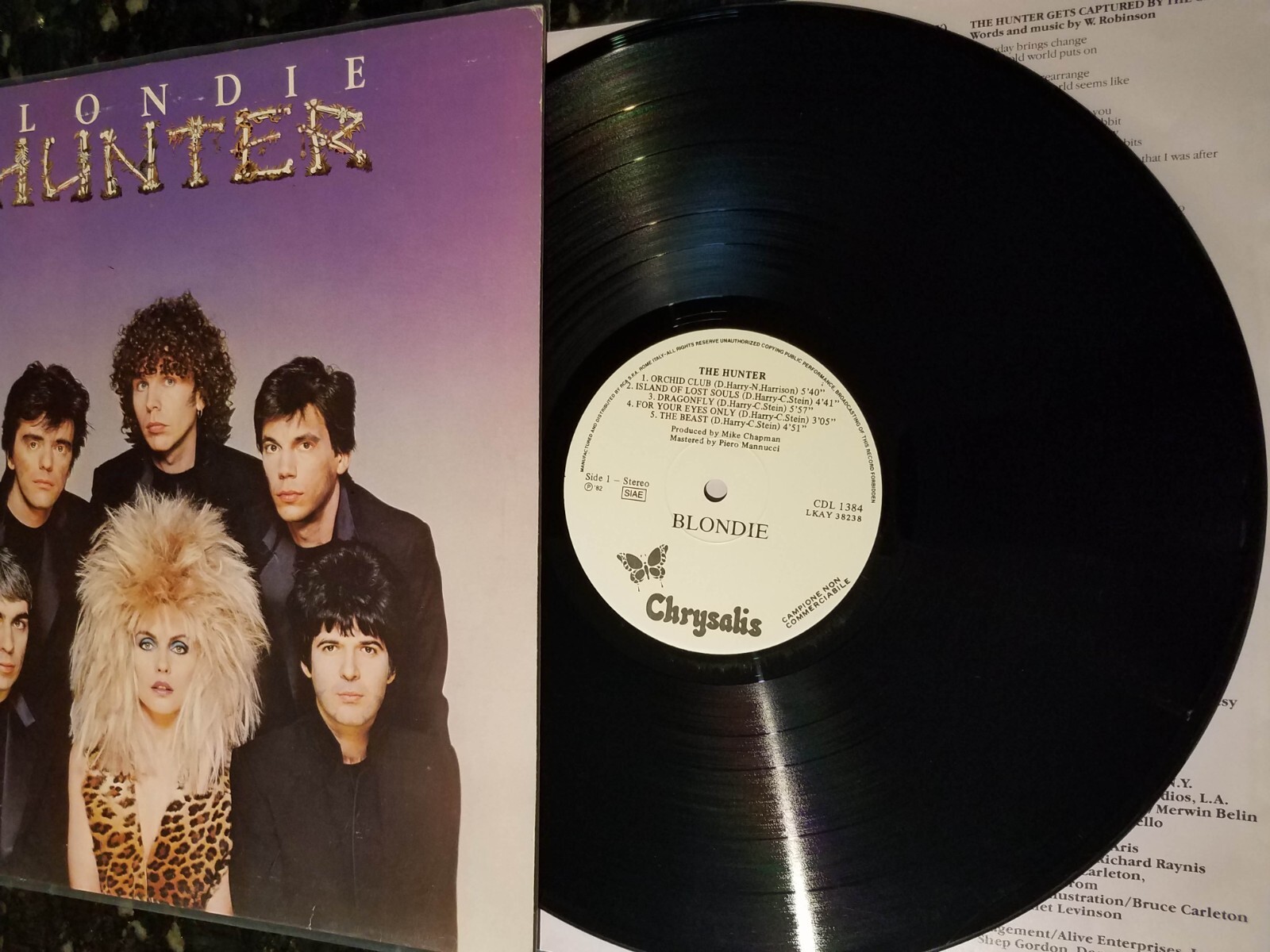 Blondie 1982 ITALY White Label PROMO The Hunter 12" LP Chrysalis CDL 1384 EX++