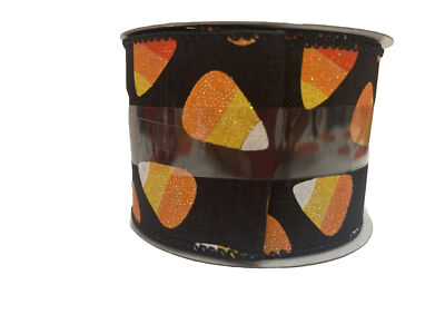 2 1/2  x  20 Ft WIRED Halloween Or Fall. Candy Corn On BLack