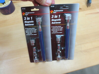 2 x Magnetic Retrieval Tool- Performance Tool W1255 3-in-1 Magnetic Retriever