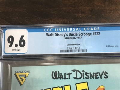 Canadian Newsstand Price Variant $1.25 Walt Disney's Uncle Scrooge #222 CGC 9.6