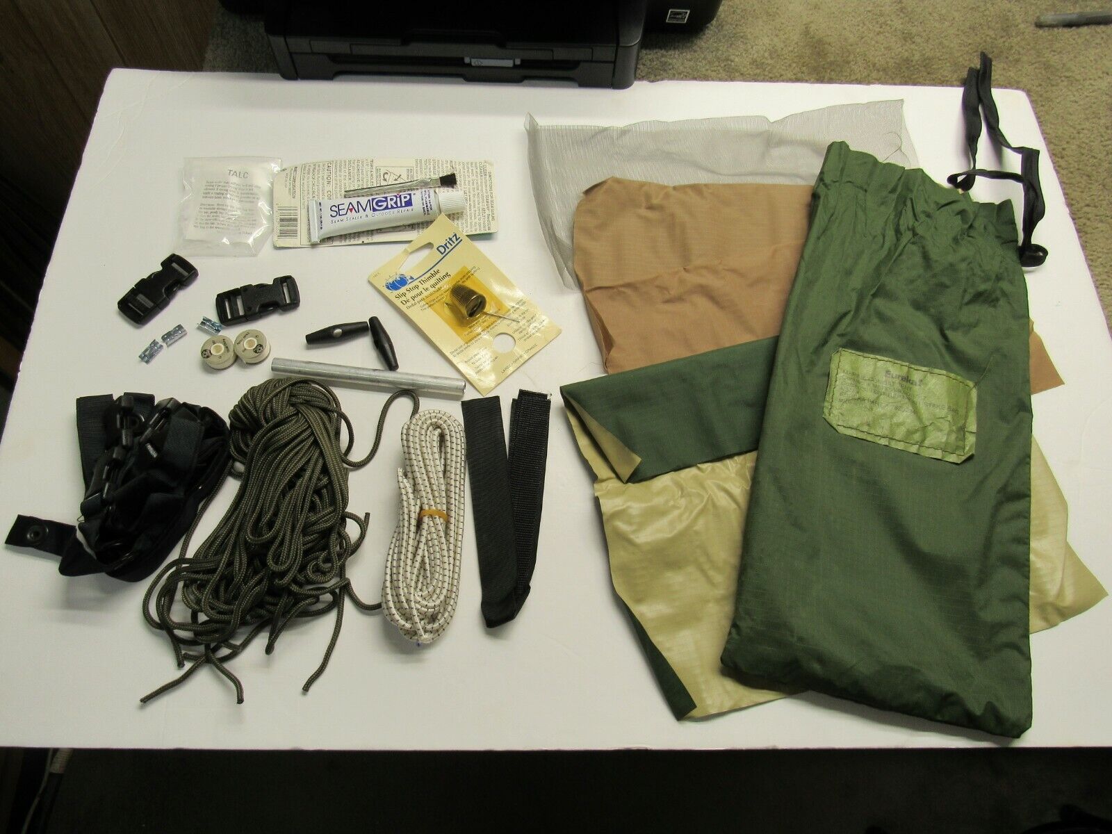 USMC Eureka Diamond Combat Tent Repair Kit Small Parts TCOP & 2 Man OD Tan NOS