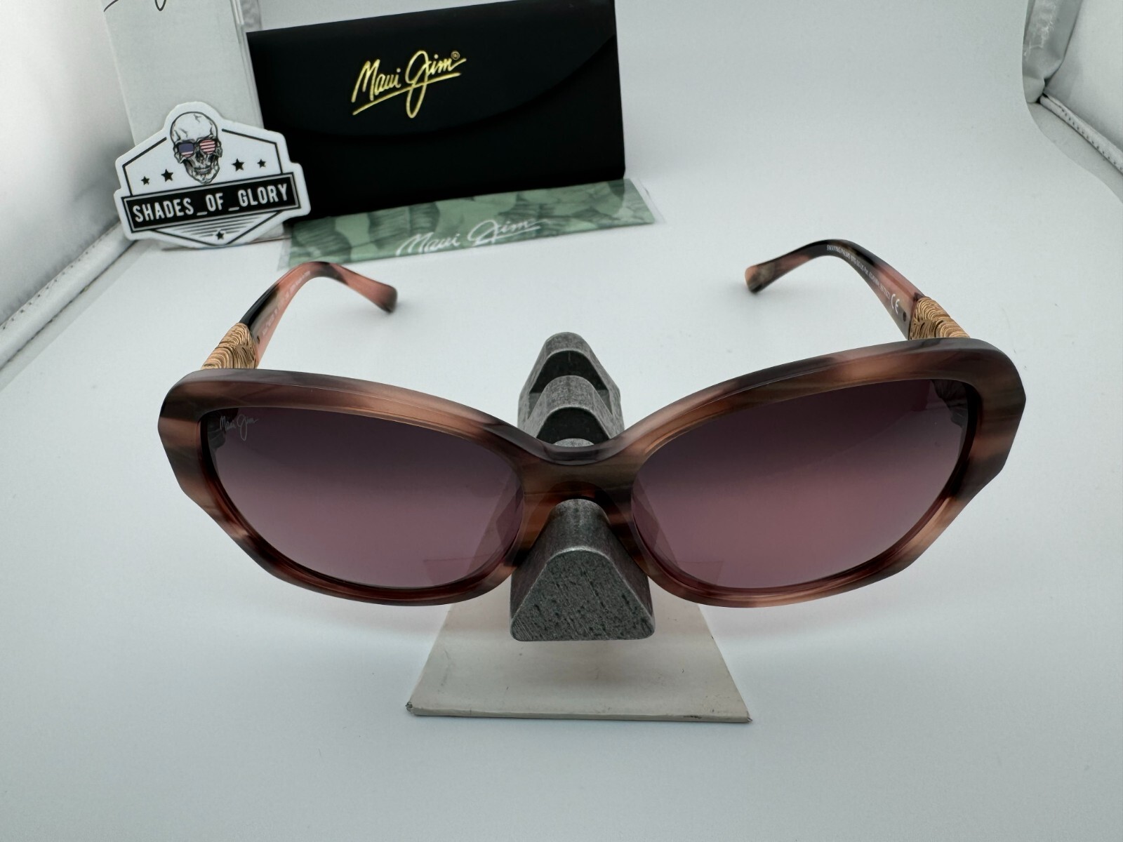 Pre-owned Maui Jim Swaying Palms Mj530-90 Pink Tortoise 24k Maui Rose Polarized Sunglasses