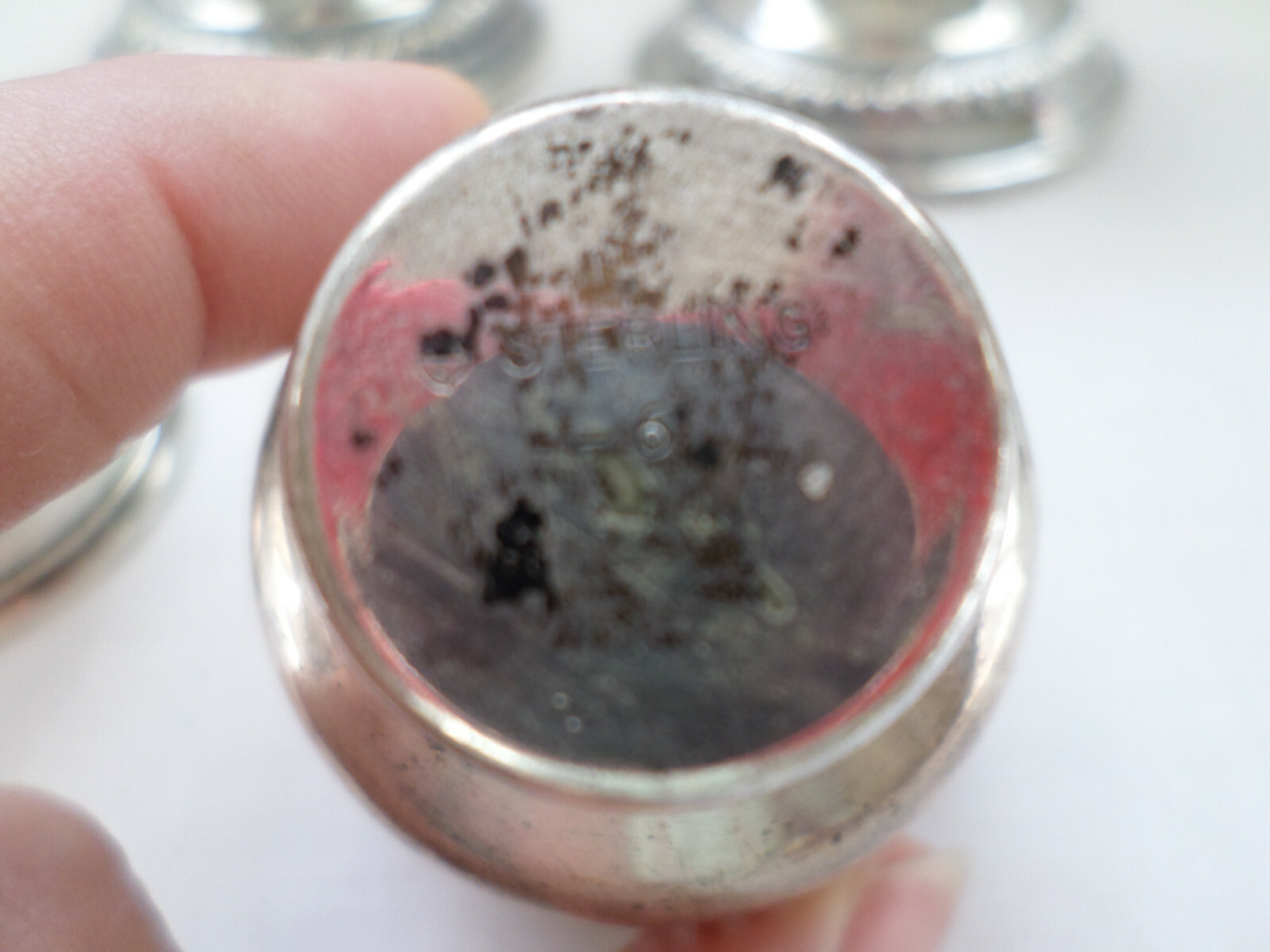 STERLING SILVER PAIR OF CANDLESTICKS WITH STERLING HURRICANE SHADE HOLDERS