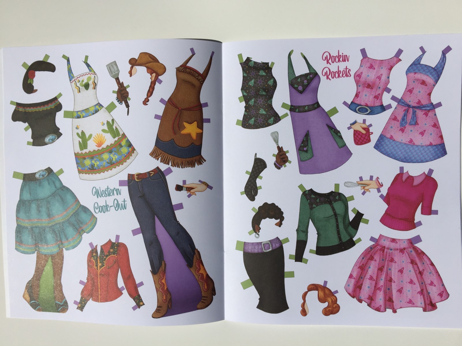 **NEW!** KITCHEN KITSCH Paper Doll Book! Cute themed clothes and retro recipes!