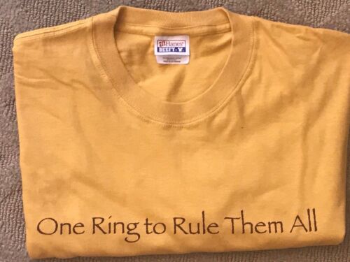 Lord of the Rings Cotton T Shirt One Ring to Rule Them All Movie Trilogy Yellow 