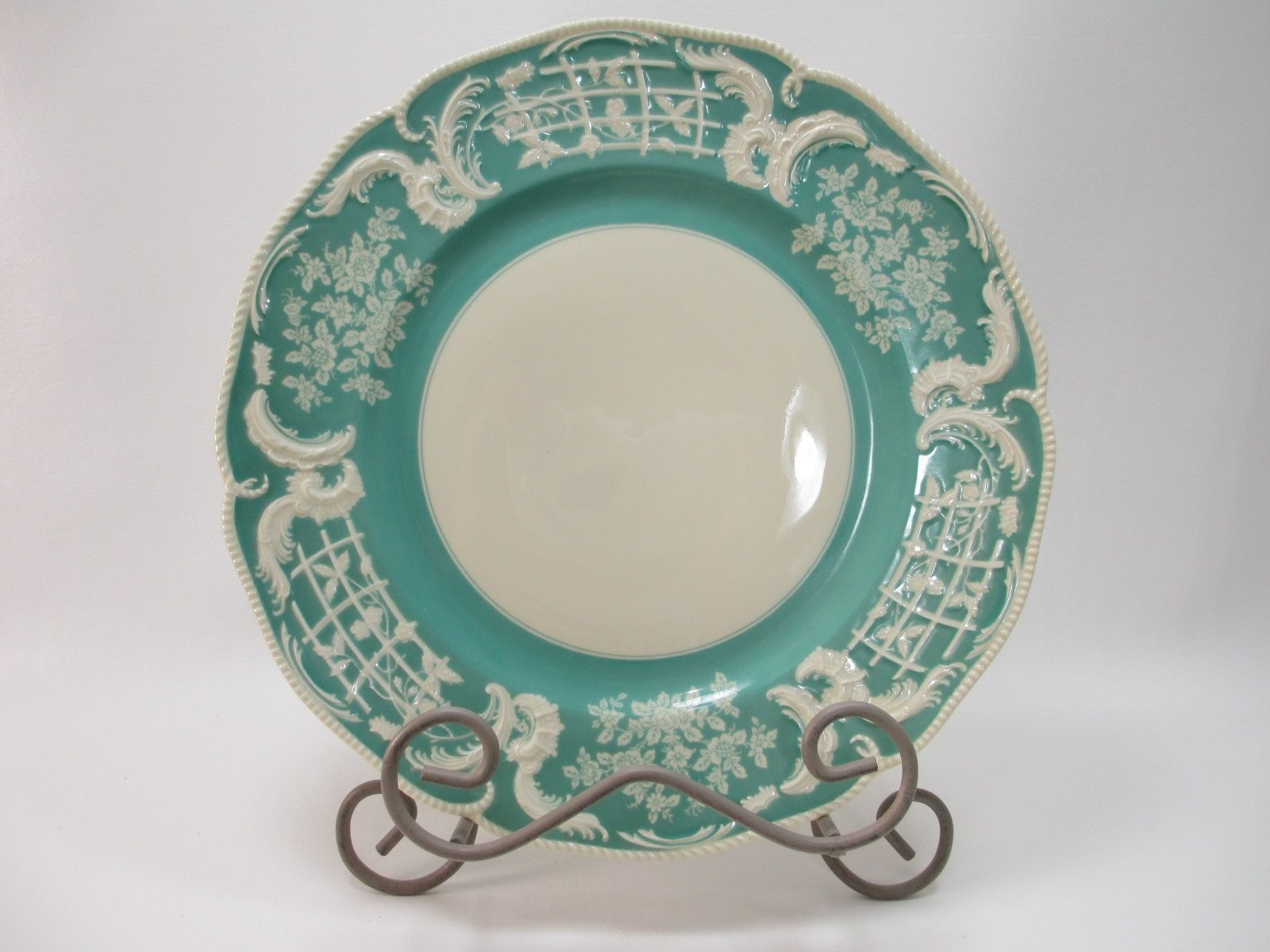 Rosenthal Sanssouci Dinner Plate Teal Ivory High Baroque Revival Relief 1925