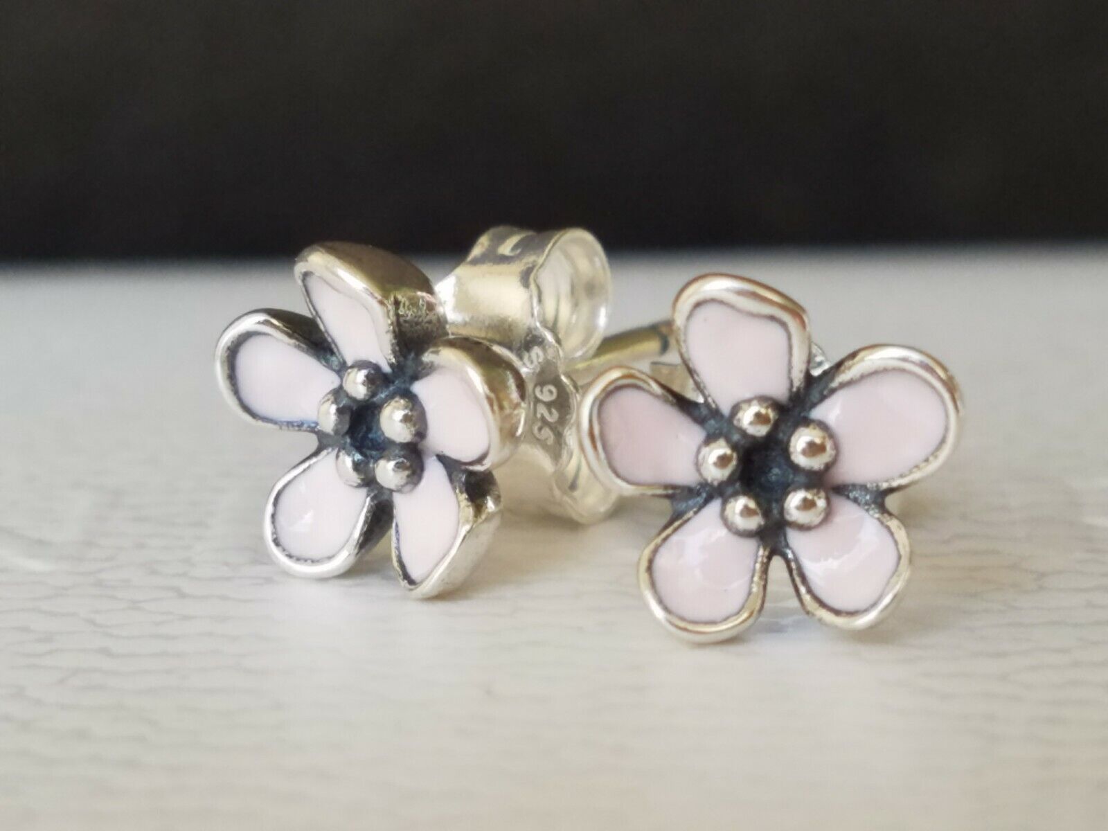 Pandora Pink Cherry Blossom Flower Stud Earrings Sterling Pandora Pink Cherry Blossom Flower Stud Earrings Sterling