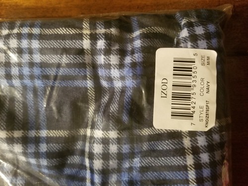 IZOD Mens Soft Touch Fleece Pajama Lounge Sleep Pants Navy Plaid Size M (wp1) pj