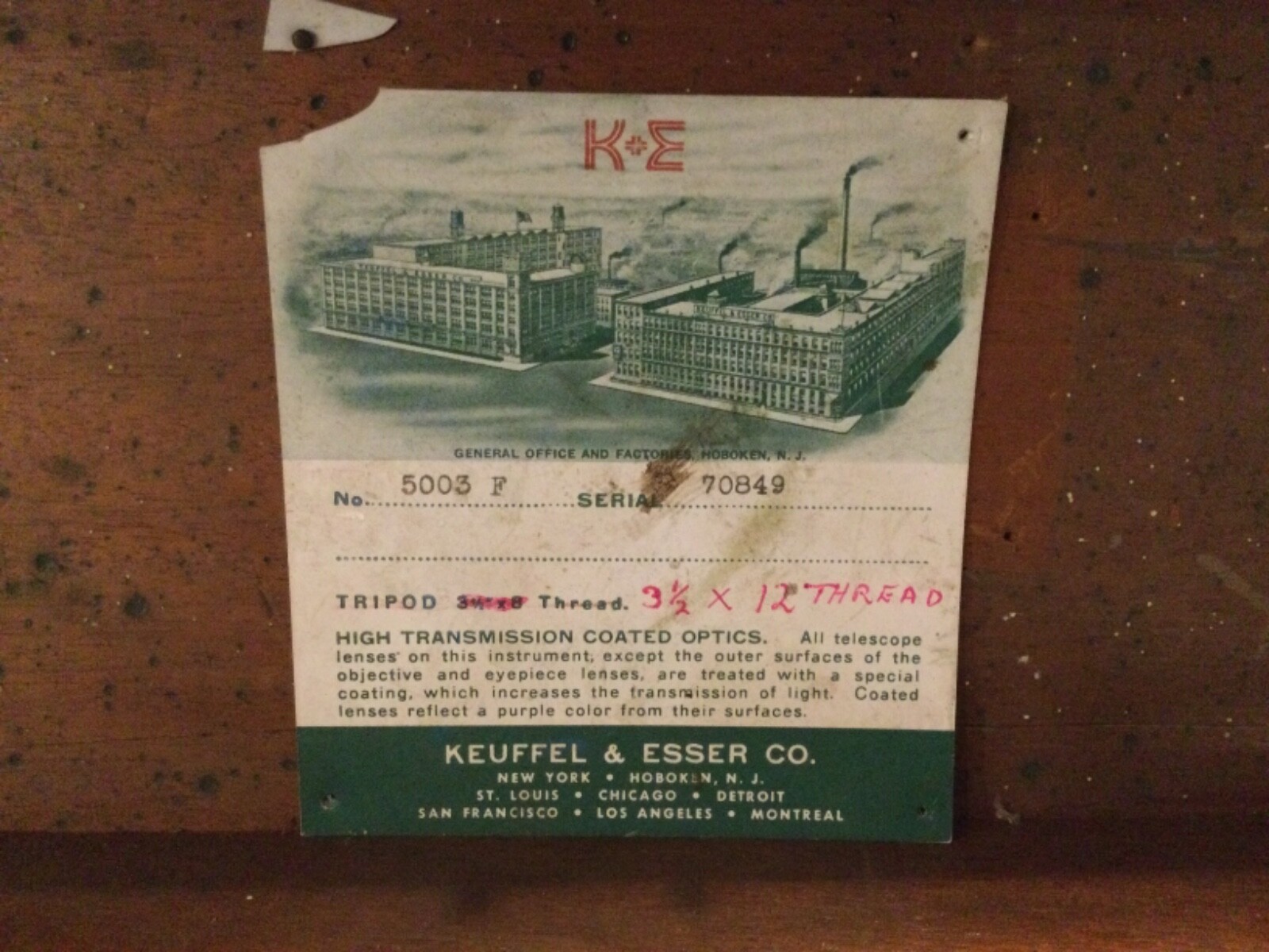 Surveying Scope Metal Tripod With Wooden Case Antique Monocular Telescope