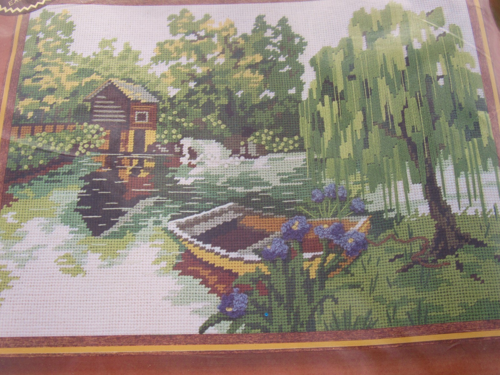 1980 Mirror Lake Sunset Needlepoint Unopened Kit # 6809 Large 18