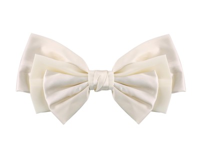 Oversized Beige Silk Chiffon Tri-Layered Hair Ribbon Bow for Women Bow Hair M...