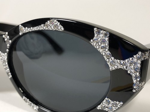Vintage Versace 480 Sunglasses Cat Eye Swarovski Crystal Medusa Rare Italy Glam