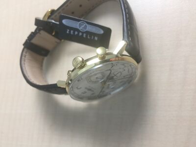 Pre-owned Zeppelin Watch 7038 - 1 Hindenburg Quartz 40 Mm Leather Belt