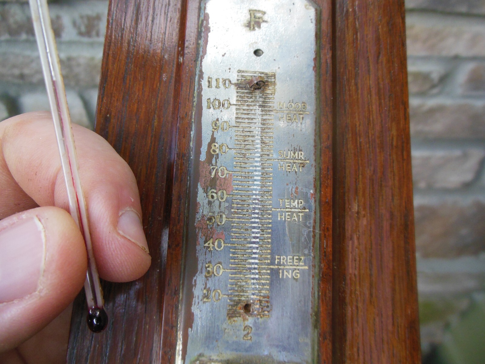 Antique English Made in England Aneroid Wood Cased Barometer Mission Style