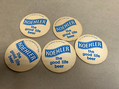 KOEHLER BEER 5 PACK OF COASTERS - NOS DOUBLE SIDED - BLUE AND RED (9/1)