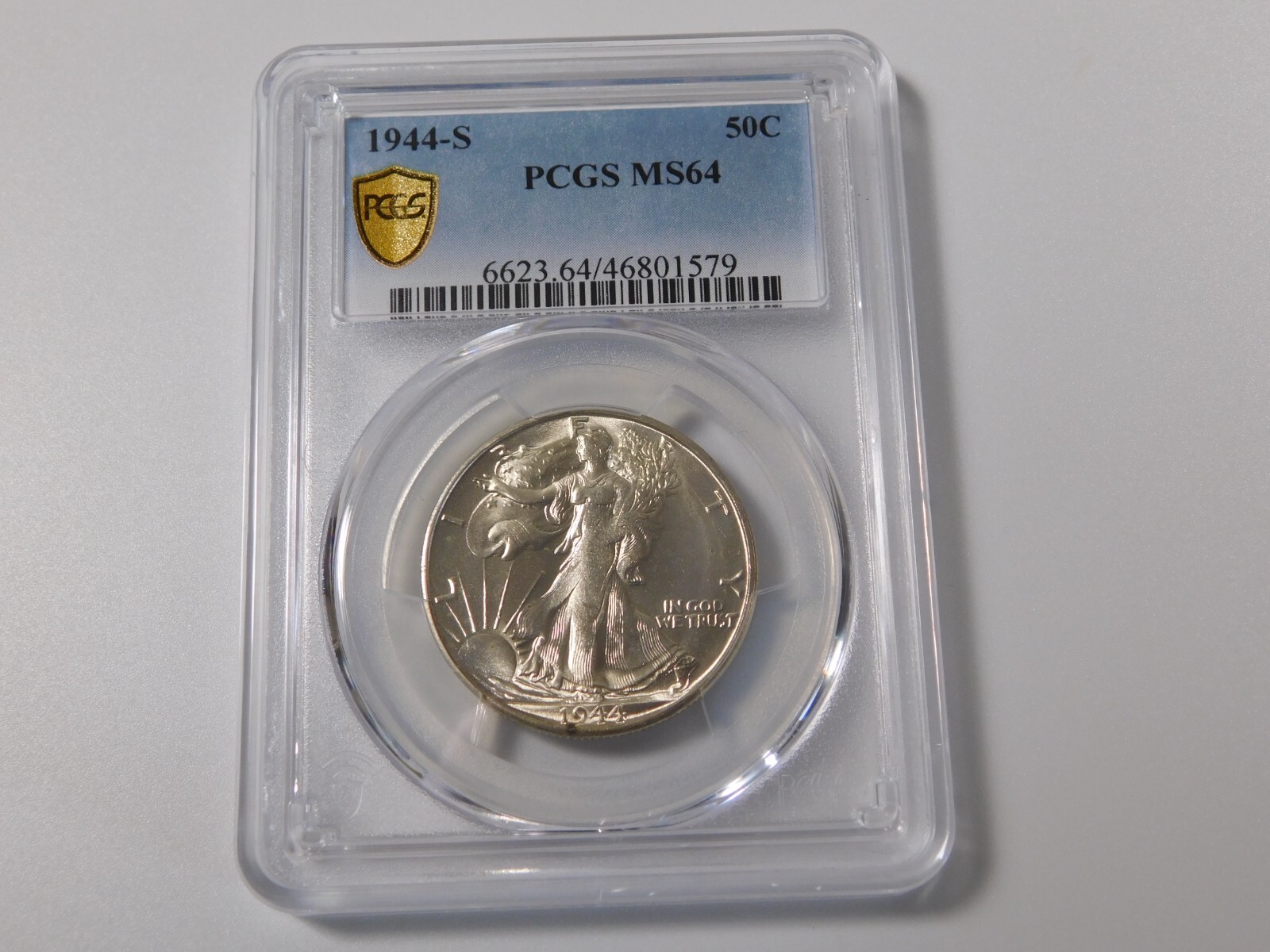 1944-S WALKING LIBERTY SILVER COIN HALF DOLLAR GOLD SHIELD