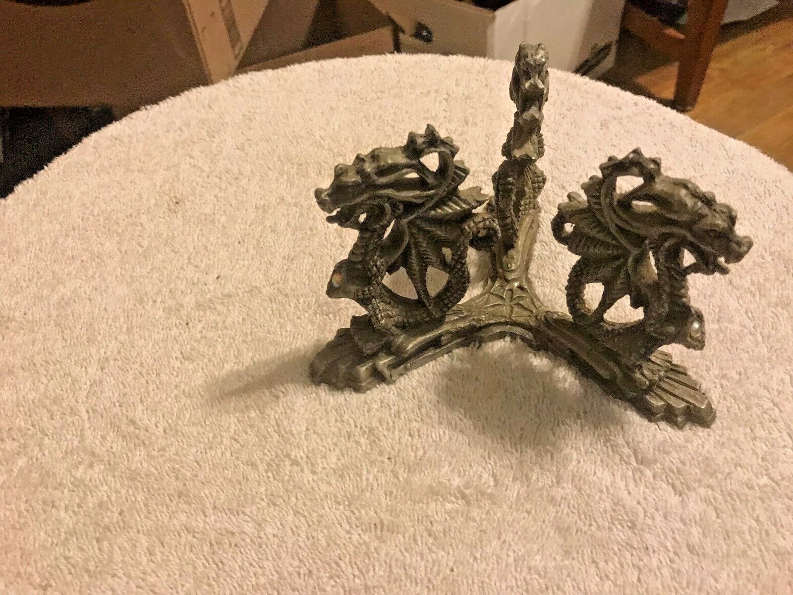 Vintage Pewter Dragon Statue