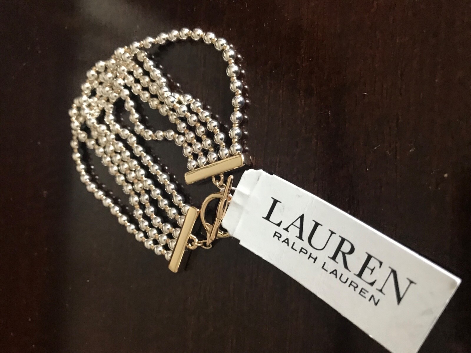 ブレスレット RALPH LAUREN Two-Tone Hamilton Multi Row Bracelet Lauren Ralph Lauren Two-Tone Beaded Multi-Row Flex Bracelet