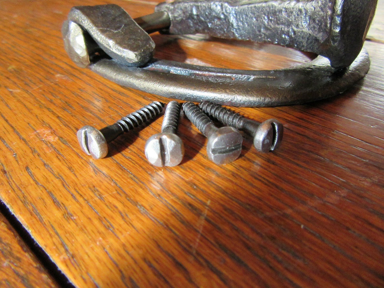 railroad spike /  Horseshoe  Door Knocker, Blacksmith made