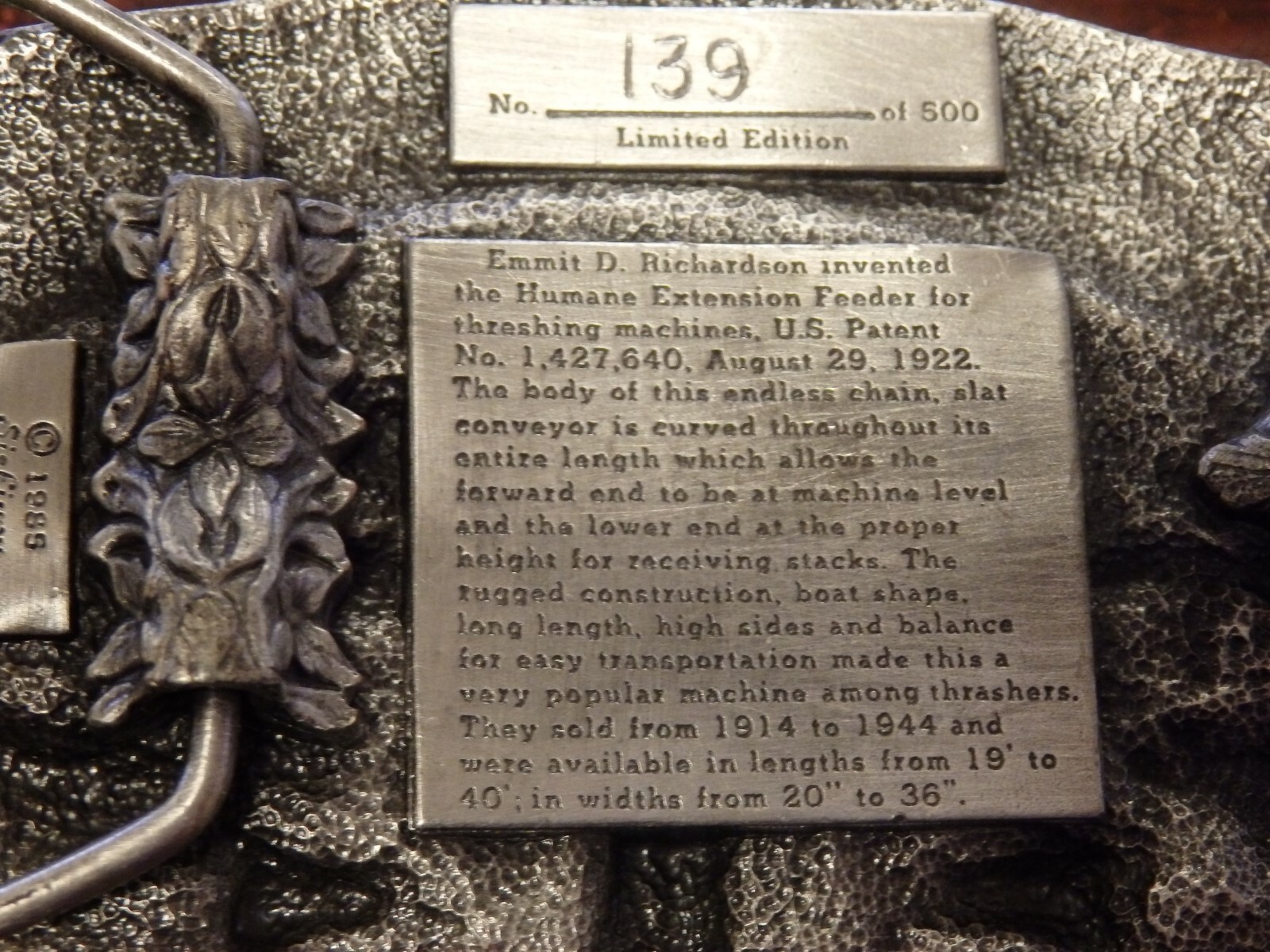 Rare Richardson Manufacturing Company Belt Buckle 139 of 500