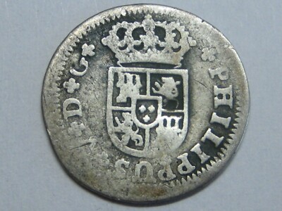 1730 SEVILLA 1/2 REAL PHILIP V SPAIN SPANISH COLONIAL SILVER