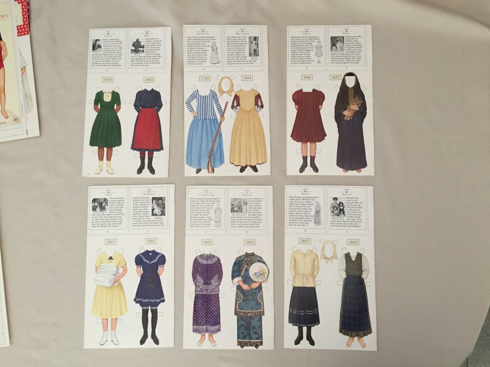 American Girl 6 Sets Paper dolls Doll Vintage 1999