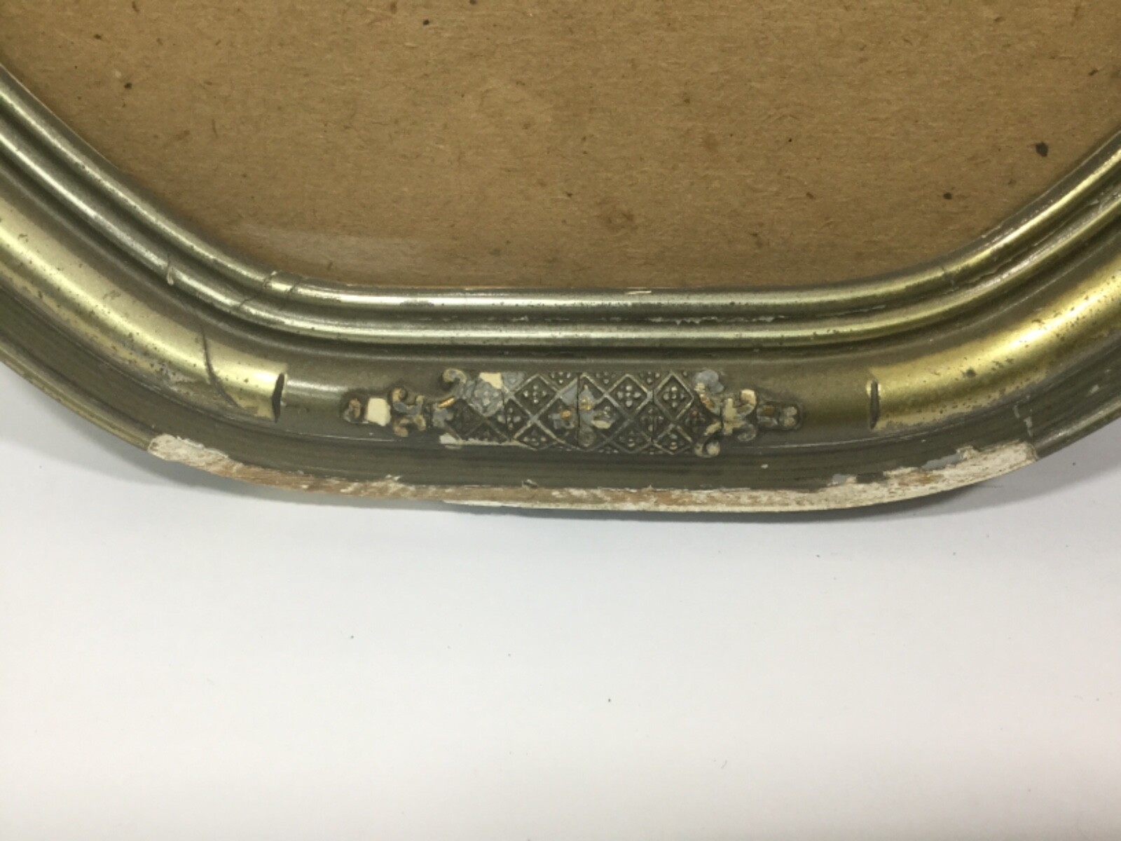 Lot of 2 Antique Wood & Gesso Picture Frame BUBBLE Glass Gold  Vintage