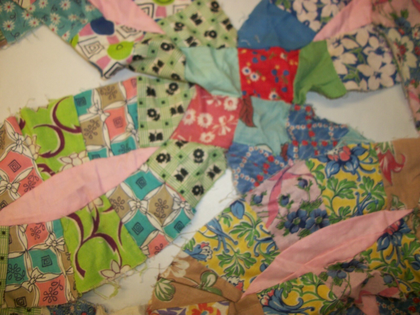 Hand Stitched Quilt Pieces - Vintage Fabric - Repurpose