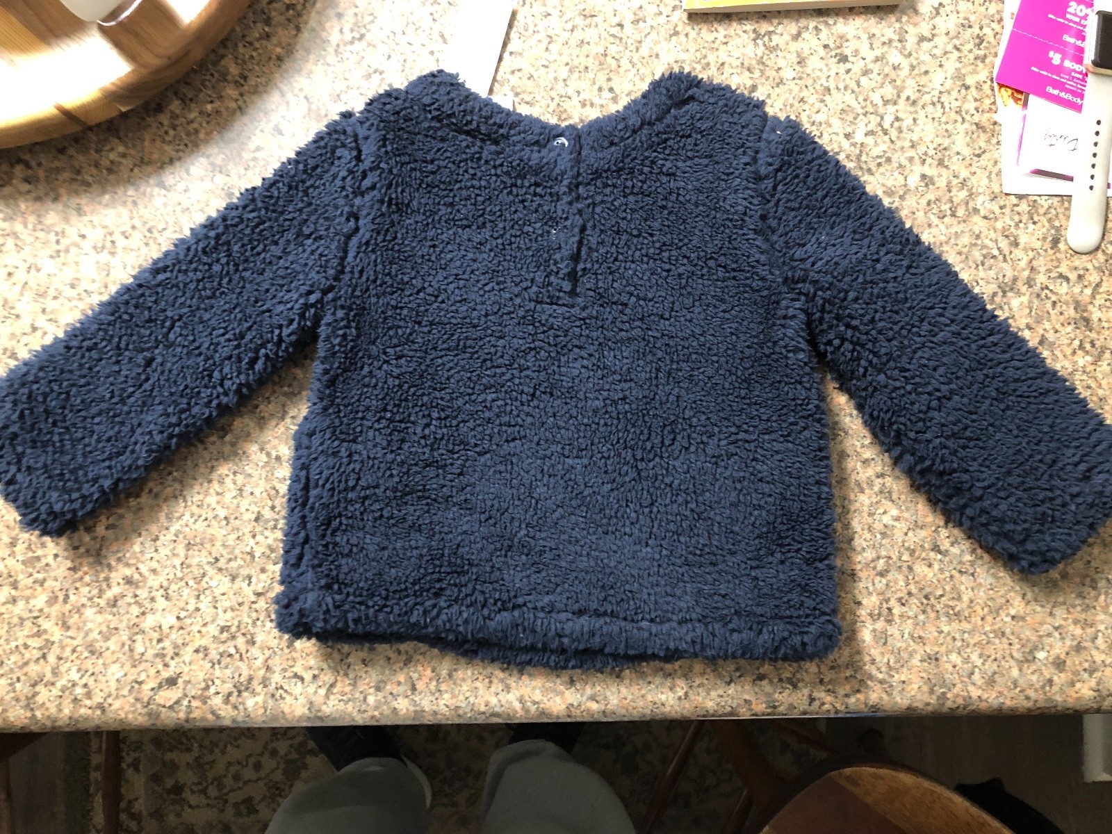 Navy Blue Fleece Baby Gap with pockets, Love embroidered with Red heart