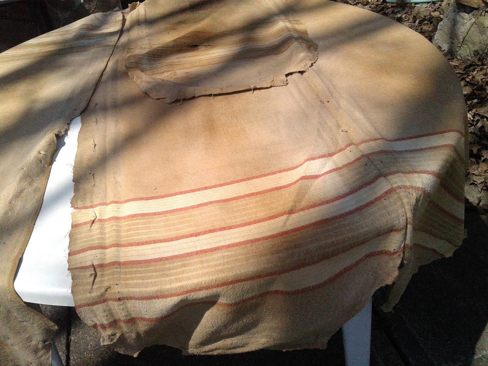 Ironing Board Padding Material Home Made Folk Art Brown, Red Stripe Vintage
