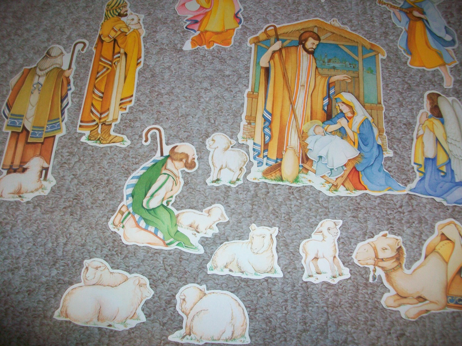 Paper Cut Punch Out Nativity Scene Die Cut Christmas Decoration 17 Piece