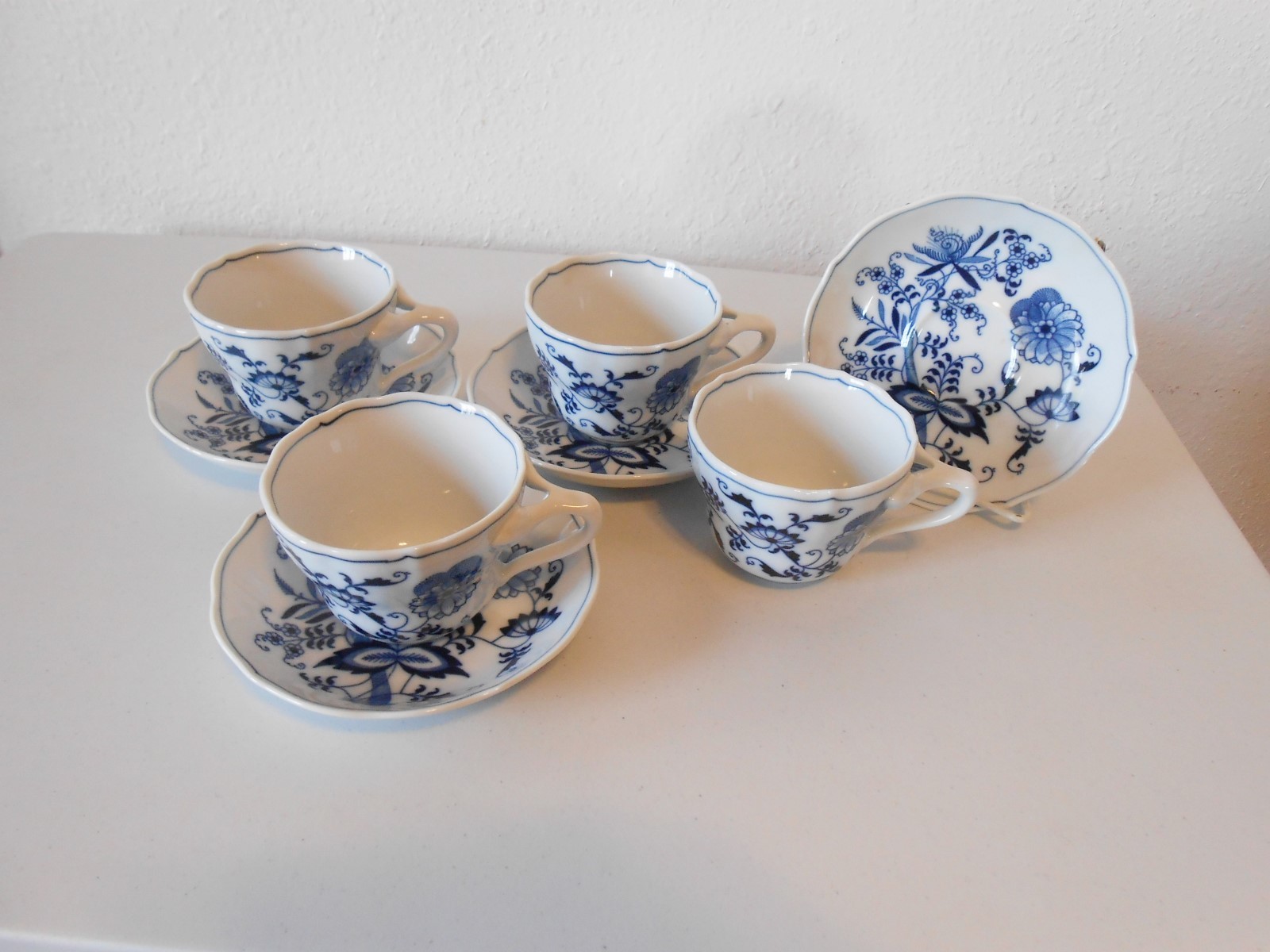 4 Blue Danube Cups & Saucers