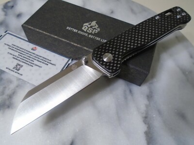 QSP Penguin Pocket Knife Folder D2 Carbon Fiber G10 2 Way Clip QS130-E 7'' Open