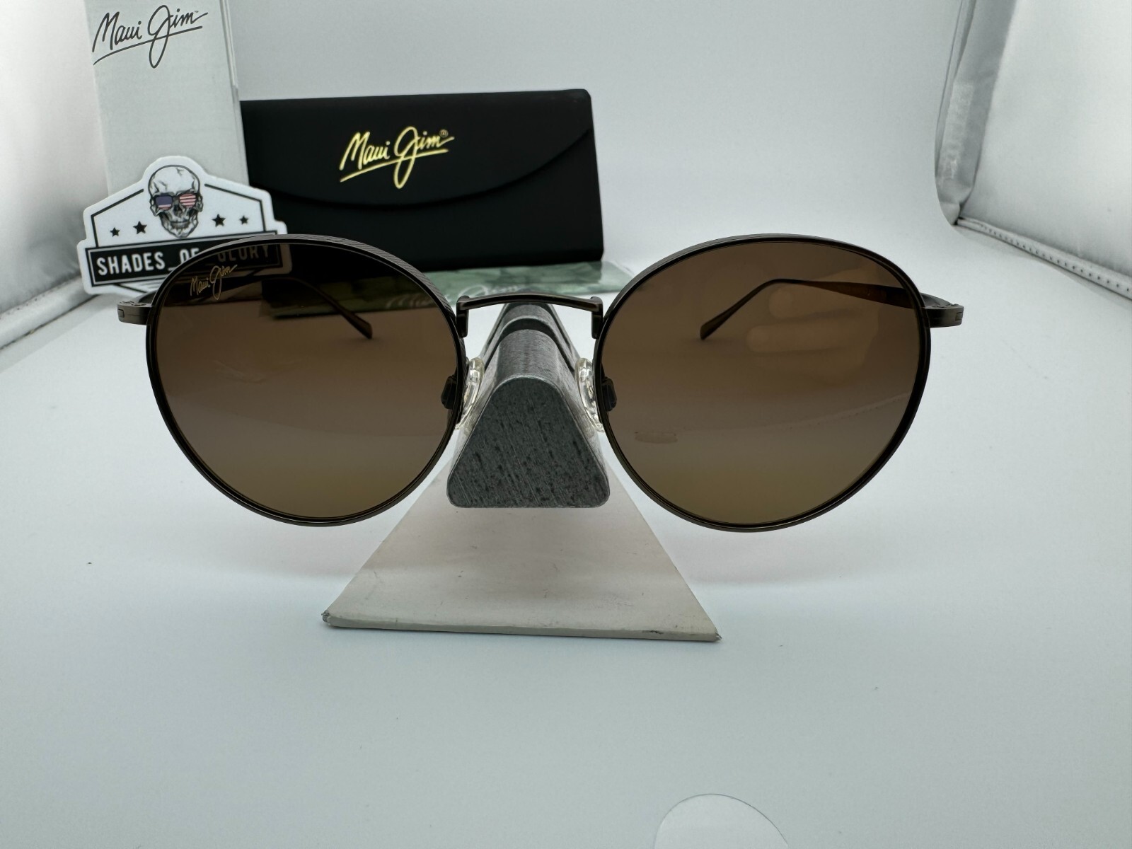 Pre-owned Maui Jim Nautilus Mj 544n-20c Asian Fit Titanium Hcl Bronze Polarized Sunglasses