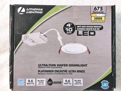 Lithonia Lighting WF4 LED 30K MW M6 Ultra Thin White 4 Inch NOB
